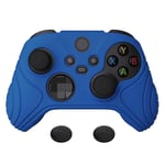 eXtremeRate PlayVital Samurai Edition Blue Anti-slip Controller Grip Silicone Skin, Ergonomic Soft Rubber Protective Case Cover for Xbox Series S/X Controller with Black Thumb Stick Caps