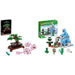 LEGO 10281 Icons Bonsai Tree Set for Adults, Plants Home Décor Set with Flowers & Minecraft The Frozen Peaks, Cave Mountain Set with Steve, Creeper