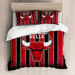 Meet Bed Linen Set with High-end Microfiber Duvet Cover with Two Pillowcases Basketball Team (CHICAGO BULLS,Double(200x200cm))