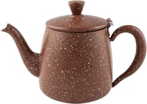 Cafe Ole 48oz 1.35 Litre Red Granite Effect Stainless Steel Teapot Inc Strainer