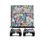 StickerBomb Car Company Logos Print PS4 PlayStation 4 Vinyl Wrap/Skin/Cover for Sony PlayStation 4 Console and PS4 Controllers