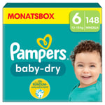 Pampers Baby-Dry vaipat, koko 6, 13-18 kg, kuukausipakkaus (1 x 148 vaippaa).