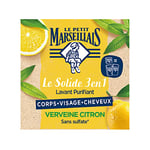 Le Petit Marseillais - Savon Solide Lavant Purifiant 3 en 1 Verveine Citron, Savon Solide Corps Visage Cheveux, 80g