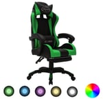 "Promo"Chaise de travail LMT - Fauteuil de jeux vidéo avec LED RVB Vert et noir Similicuir 17,4Kg