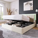 Lit coffre Lit led adulte Cadre de lit avec espace de rangement Lit simple 140x200 cm Blanc - Blanc