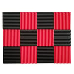 12 Pcs Acoustic Panels Soundproofing Foam Acoustic Wall Tiles Studio Foam Sound Wedges 1inch X 12 inch X 12 inch 6Pcs black + 6Pcs red
