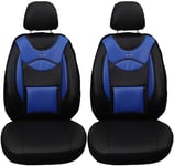 Housses de siège en Cuir synthétique pour sièges de Voiture compatibles avec VW Caddy 2010-2015 conducteur et Passager FB : D106 (Noir/Bleu)