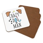 Crazy Dog Man Coaster Drinks Mat Set Of 4 - Funny Puppy