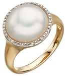 Elements Gold GR560W 56 9ct Yellow Gold Pearl And Diamond Jewellery