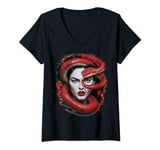 Womens Scarlet Temptation: Woman and Snake V-Neck T-Shirt