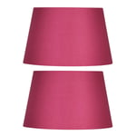 2 Pack - Hot Pink 10" Cotton Drum Vintage Tapered Fabric Lampshade with Reversible Gimble & Shade Reducing Ring to Fit All Types of Lampholders - Sold in Pairs