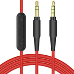 Geekria QuickFit Audio Cable with Mic Compatible with B Solo3.0, Solo2.0, Studio3, Studio2, Mixr Headphones Cable, 3.5mm AUX Replacement Stereo Cord with Inline Microphone (Red 5.6FT)