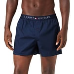 Tommy Hilfiger - Men's Boxer Shorts - Woven Boxer Icon Shorts - Underwear Man - Signature Waistband Elastic - Navy Blazer - S