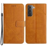 SKALO Samsung S23 Embossed Plånboksfodral i PU-Läder - Ljusbrun Ljusbrun