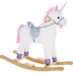 Unicorn Rocking Plush Horse Wooden Rid On Toy Children Kids Pink