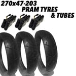 3x Quality Pram Tyres + Tubes 270x47-203 270 x 47 - 203 Pram Pushchair inc. Jane