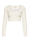 Luxe Seamless Crop Long Sleeve Sport Crop Tops Long-sleeved Crop Tops Beige AIM'N