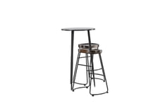 Venture Design Plaza & Ozark bargrupp Svart/svart 2 stolar & bord 60 cm