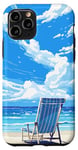 Coque pour iPhone 11 Pro Chaise de plage paisible View Retro Pixel Art