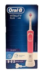 Oral-B Rechargeable Electric Toothbrush Vitality Plus Inc 2 Heads - Pink 3DWhite