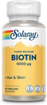 Solaray Timed Release Biotin 5000Mg - Hair and Skin - Lab Verified - Vegan - Glu