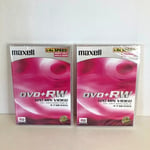 2x Maxell DVD+RW - 120min Video 1-4x speed Re-Recordable 4.7GB Data New Sealed