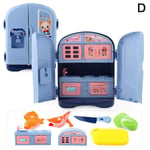 Kids Double Door Role Play Fridge Refrigerator Educational Toy D Cupboard Blue