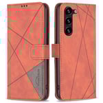 SKALO Samsung S24+ BINFEN COLOR Embossed Plånboksfodral - Brun Brun