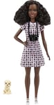 Barbie Pet Photographer Doll (12 inches), Petite Brunette, Heart-print Dress & Shoes, Camera Accessory & 1 Puppy Figure, Great Gift for Ages 3+