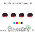 LASER- EPSON Lot de 4 Puces NOIR+ COULEUR Toner AcuLaser C1100