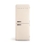CREATE / RETRO FRIDGE COMBI 185 BLACK/Réfrigérateur combiné blanc cassé avec poignée noire et congélateur 401L / 190W, système No Frost, 3 étagères, 2 tiroirs, 70x65x185 cm