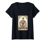 Womens Tarot Card Wheel Of Fortune Halloween Skeleton Magic V-Neck T-Shirt