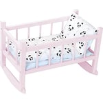 Petitcollin Vilac - Lit Bercelonnette - Jouet en Bois Laqué - Confort et Elégance pour Poupée - Jusqu'à 40 Cm pour Les Enfants - Rose Panda - À Partir de 3 Ans