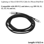 Couleur L à Microb OTG 2M Câble Lightning-to-Micousb USB DAC OTG, pour iPhone / iPad / iPod, Accord Mojo Hugo PHA3 FIIO HIIO OPPO HA2 K5