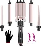 Hair Curler,  5 in 1 Curling Wand Set with 3 Barrel Hair Waver and 4 Interchange