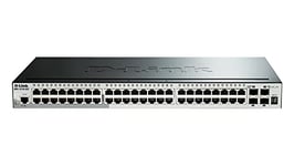 D-Link DGS-1510-52X/E, 52-Ports Layer 2/3 Smart Managed Gigabit Stack Switch (48x 10/100/1000 Mbit/s Ports, 4X 10G SFP+) - Cordon d'alimentation UE Uniquement Noir/Gris