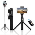 HJRUIUA Bluetooth Selfie Stick Tripod Extendable with Detachable Wireless Remote and Mobile Phone Tripods for iPhone/Huawei e other Android e iOS 3.3-6 Inch-Black
