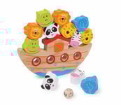 Small Foot 2490 " Balancier «Arche» ", jeu d'équilibre en bois avec design de l'Arche de Noé, jeu de motricité avec dés, à partir de 3 ans