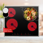 Klarstein - Plaque Vitroceramique Encastrable 6500W, Table de Cuisson Induction, Plaque Induction 4 Feux, Plaque de Cuisson Induction avec Contrôle