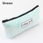 Marble Pencil Case Pu Pen Bag Makeup Pouch Green