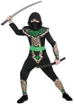 Amscan 997023 Green Dragon Ninja Costume With Face Scarf And Hood Age 6 8 Years