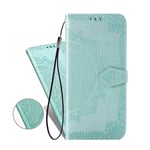 COTDINFORCA Huawei P Smart(2020) Case Flip for Girls,Wallet Cover Bookstyle Pu Leather Flip Magnetic Strap Retro Elegant Shockproof Slim Stand Case For Huawei P Smart(2020) Half Mandala Green SD