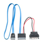 Eletra Mini Sata 7+15-Pin Hunn- Sata 7P Hunn+Sata 15 Hann 50+15CM kabel Flat, blå