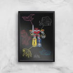 Power Rangers Megazord Giclee Print Giclee Art Print - A4 - Black Frame