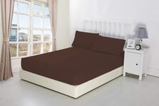 CreationsMart 100% Egyptian Cotton 10"/25CM Deep sheets Fitted - Single - Double - King - Super King Size - Bedding Bed Sheet & Pillow Pairs Case (Sold Separately) (Chocolate, King)