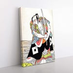 Big Box Art Man with a Drawn Sword by Katsukawa Shunko Painting Canvas Wall Art Print Ready to Hang Picture, 76 x 50 cm (30 x 20 Inch), White, Grey, Cream, Yellow
