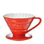 Tiamo V60 Ceramic Pour Over Coffee Brewer - Red