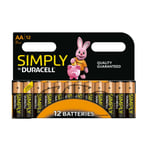 12 x Duracell AA Simply Batteries Long Lasting Power Alkaline Battery Double A 