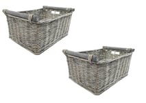 Kitchen Log Fireplace Wicker Storage Basket With Handles Xmas Empty Hamper Basket Natural,Set of 2 Small 31 x 25 x 16 cm