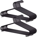 KING KARAN® STANDARD 25 x Coat Hangers Black Colour Strong Plastic Adult Clothes with Suit Trouser Bar and Lips